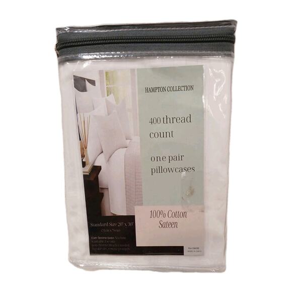 2 Hotel Hampton Collection 400 THREAD Standard Pillowcases Cotton Sateen Luxury - Picture 1 of 10